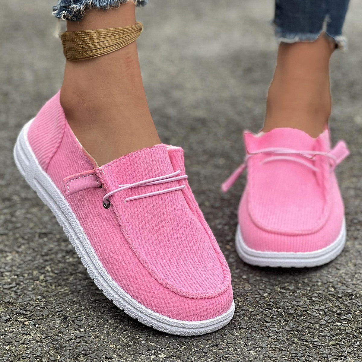 Charline | Loafers Femme en Tissu Côtelé – Slip-On Confort – Semelle Coussinée – Style Casual Chic