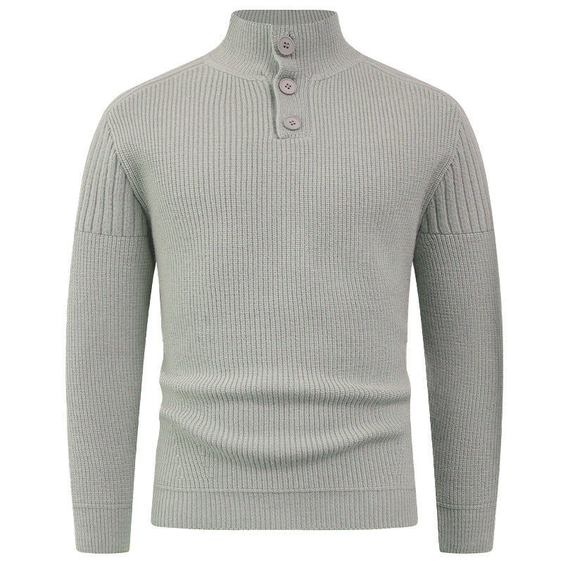 Pull Homme High-Collar | Pull Tricoté à Col Montant avec Boutons Élégants