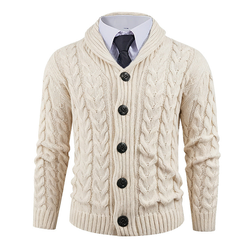 Gilet Homme Cable-Knit | Cardigan Tricoté à Zopfmuster avec Col Châle Élégant
