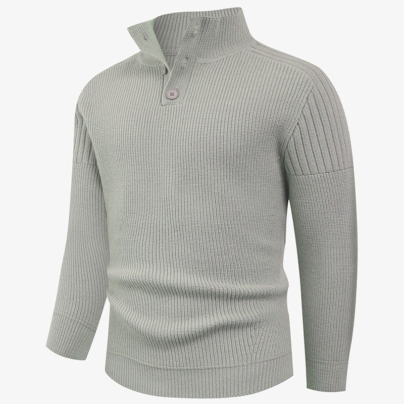 Pull Homme High-Collar | Pull Tricoté à Col Montant avec Boutons Élégants