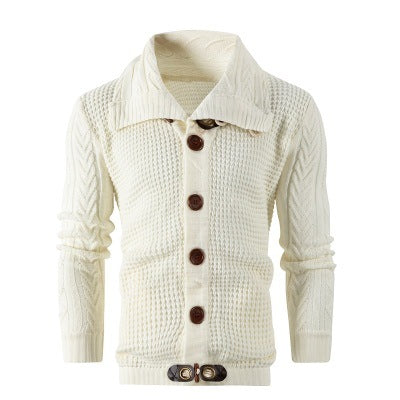 Gilet Homme Shawl-Collar | Cardigan Tricoté à Col Châle avec Boutons en Bois