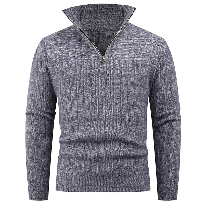 Pull Homme Zip | Pull Tricoté avec Col Zippé Moderne et Structure Côtelée