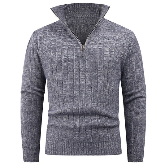 Pull Homme Zip | Pull Tricoté avec Col Zippé Moderne et Structure Côtelée