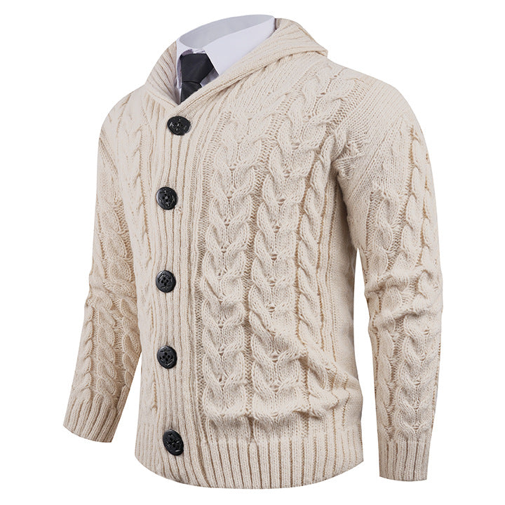 Gilet Homme Cable-Knit | Cardigan Tricoté à Zopfmuster avec Col Châle Élégant