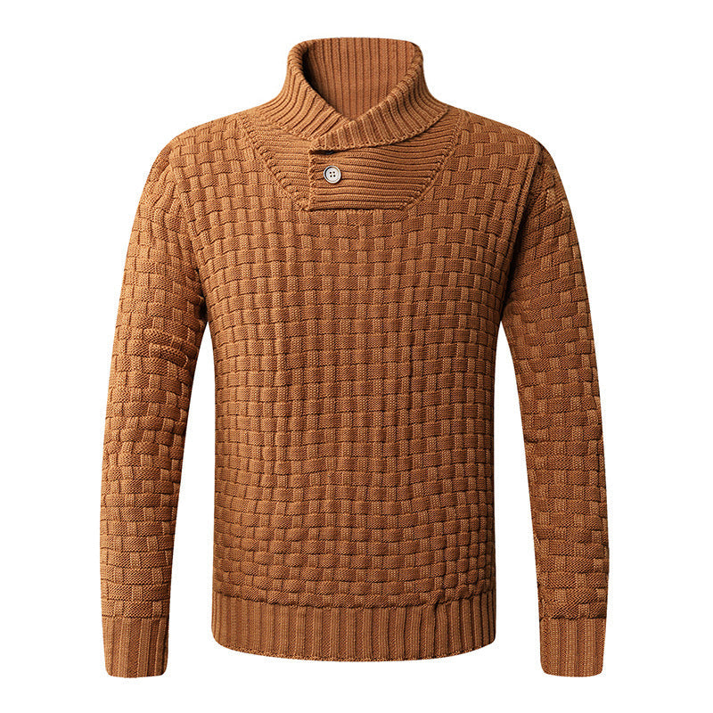 Pull Col Châle Homme | Pull Tricoté avec Col Châle Moderne et Boutons