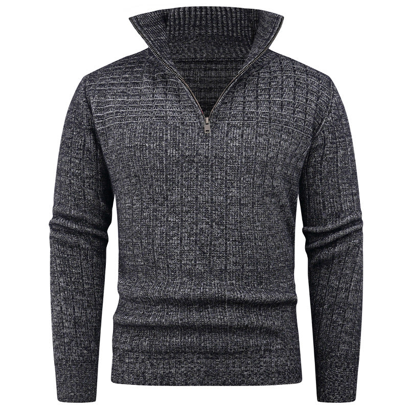 Pull Homme Zip | Pull Tricoté avec Col Zippé Moderne et Structure Côtelée