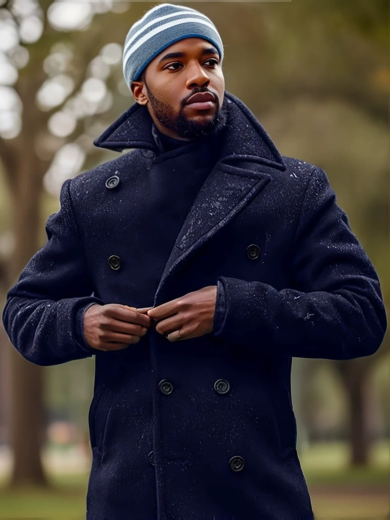 Clément – Manteau Homme Élégant à Col Revers en Laine Mélangée, Coupe Ajustée, Double Boutonnage Mi-Long