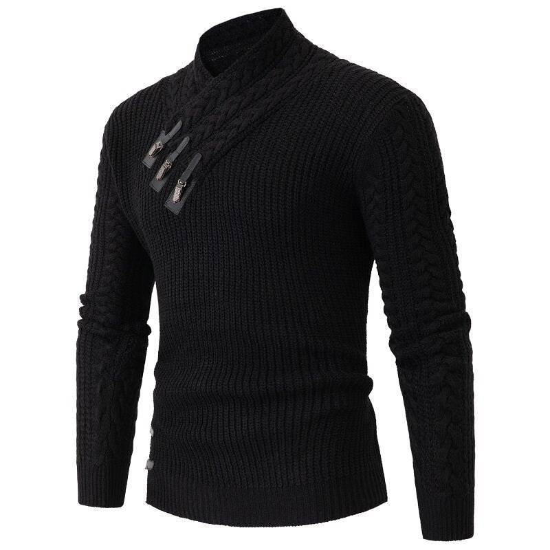 Pull Homme Shawl-Collar | Pull Tricoté à Col Châle avec Motif Torsadé Élégant