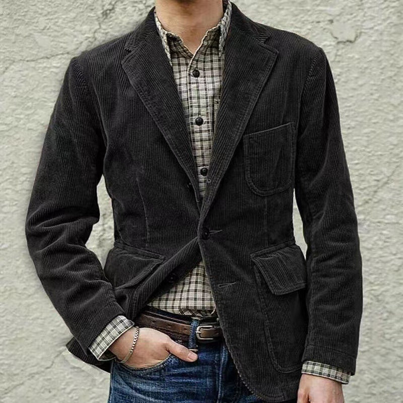 Calix | Ensemble Homme en Velours Côtelé Uni avec Veste & Gilet Sans Manches Élégants