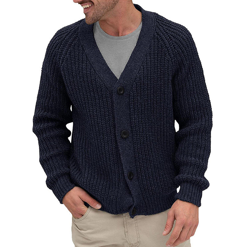 Men’s Chunky Knit Cardigan | Gilet Homme Tricot Gros Mailles avec Boutons Élégants