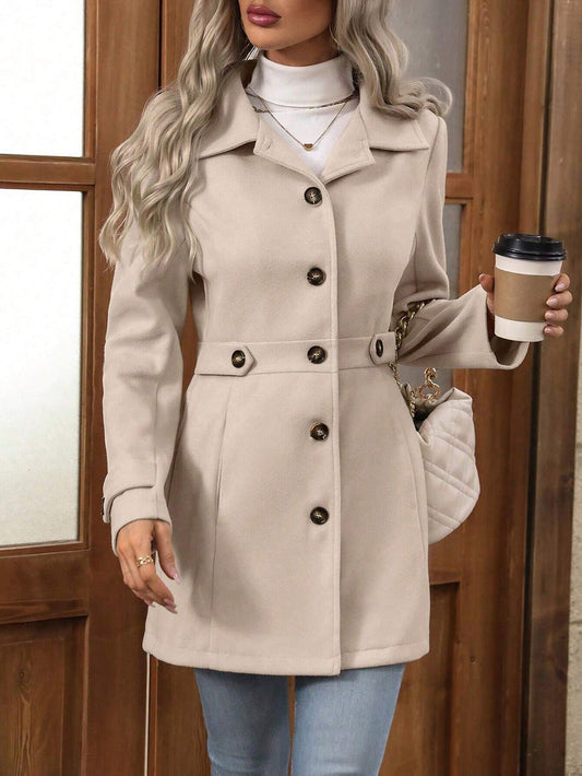 Briseïs | Manteau long femme en coton avec ceinture et boutons