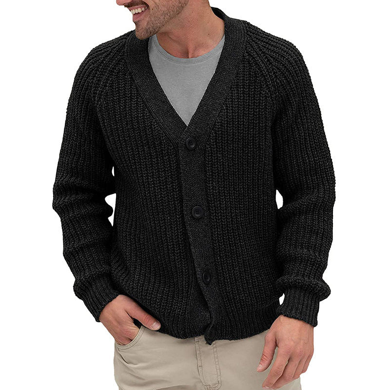 Men’s Chunky Knit Cardigan | Gilet Homme Tricot Gros Mailles avec Boutons Élégants