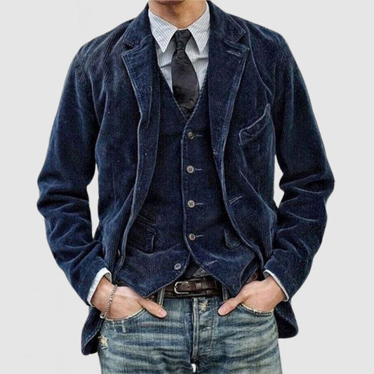 Calix | Ensemble Homme en Velours Côtelé Uni avec Veste & Gilet Sans Manches Élégants