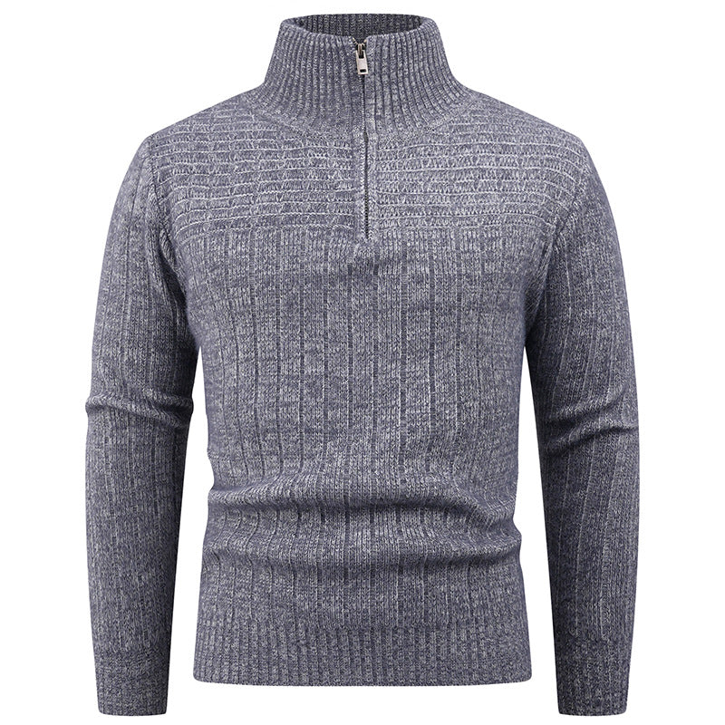 Pull Homme Zip | Pull Tricoté avec Col Zippé Moderne et Structure Côtelée