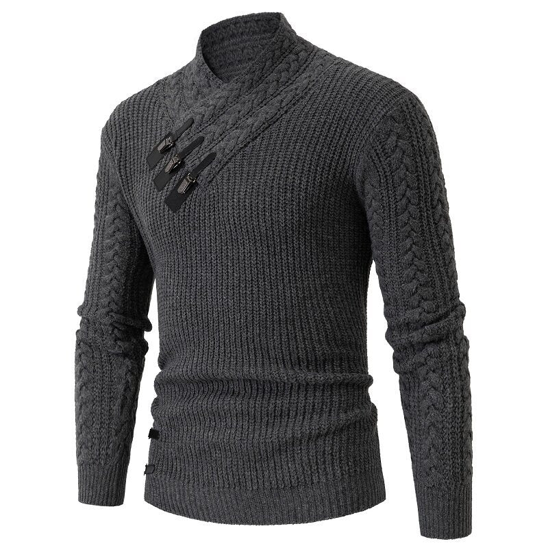 Pull Homme Shawl-Collar | Pull Tricoté à Col Châle avec Motif Torsadé Élégant
