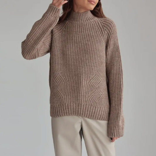 Élisabeth | Pull Femme Loose Fit en Laine Col Roulé à Manches Raglan et Maille Côtelée
