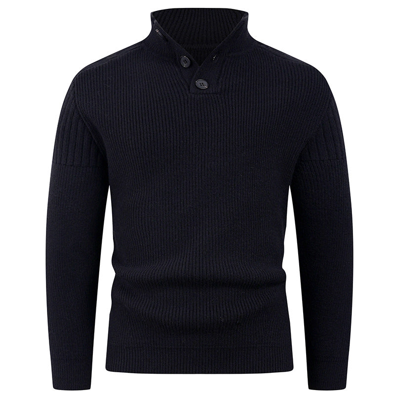 Pull Homme High-Collar | Pull Tricoté à Col Montant avec Boutons Élégants