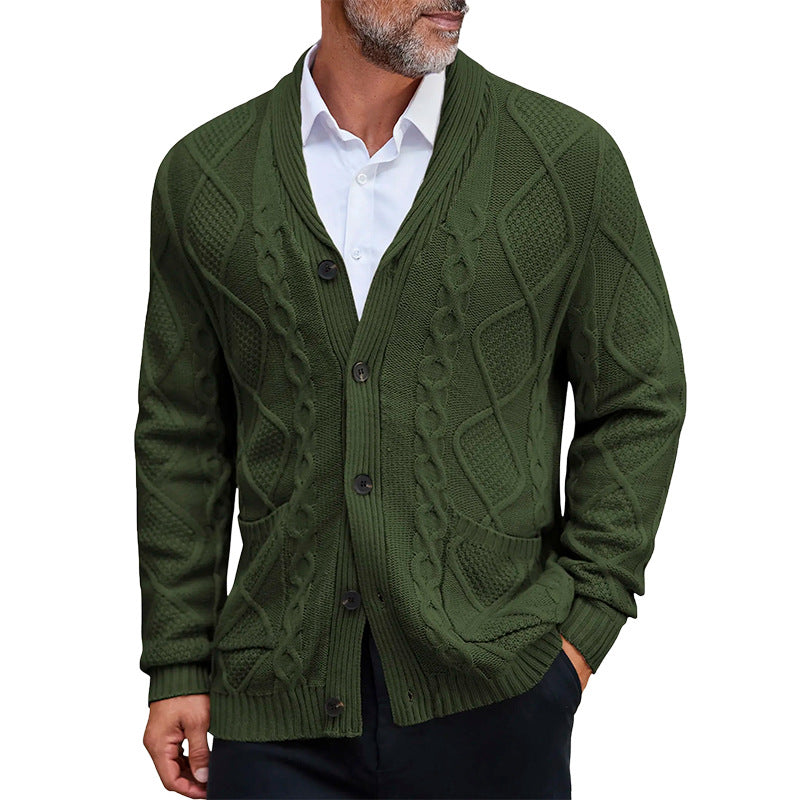 Men’s Chunky Knit Jacket | Gilet Homme en Gros Tricot avec Zopfs motif et Poches Pratiques