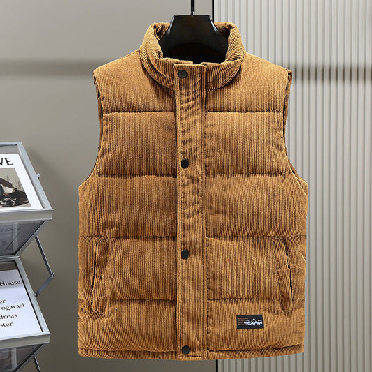 Dominic | Gilet Sans Manches Homme en Velours Côtelé, Col Montant et Rembourrage Chaud