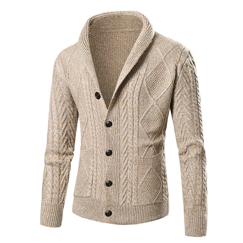 Gilet Homme Cable-Knit | Cardigan Tricoté à Motif Moderne avec Poches Plaquées