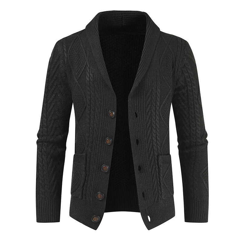 Gilet Homme Cable-Knit | Cardigan Tricoté à Motif Moderne avec Poches Plaquées