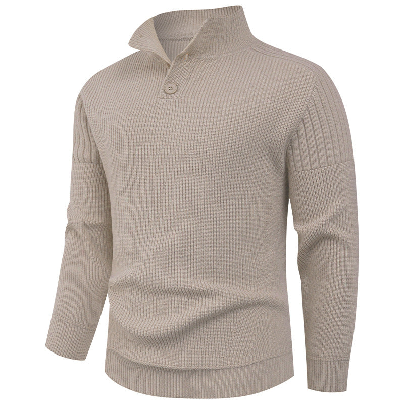 Pull Homme High-Collar | Pull Tricoté à Col Montant avec Boutons Élégants