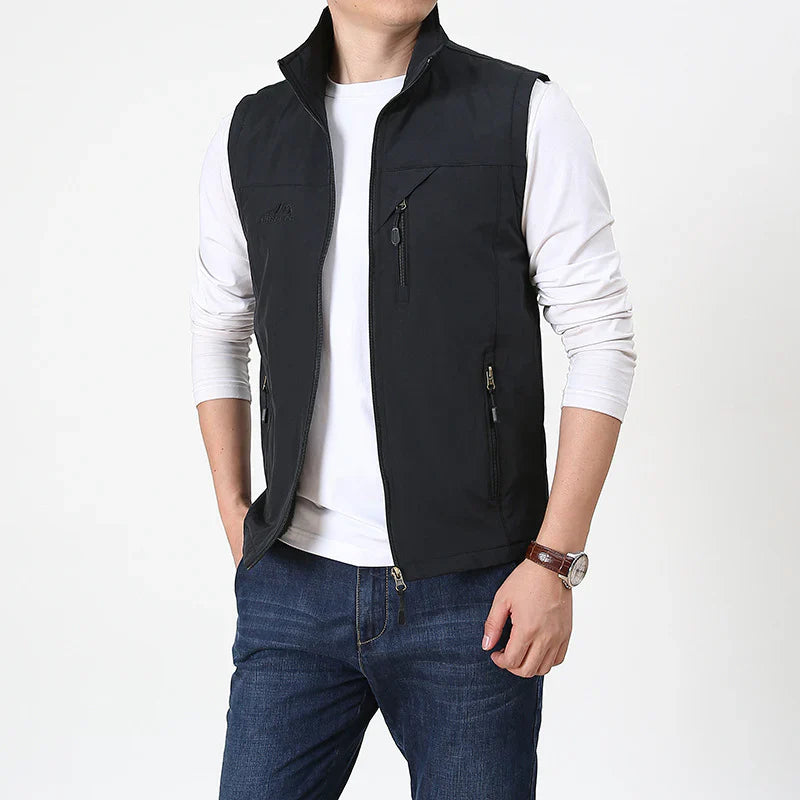 Benjamin | Gilet Homme Zippé Léger avec Col Montant | Veste Sans Manches Transition