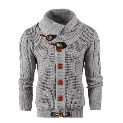 Gilet Homme Shawl-Collar | Cardigan Tricoté à Col Châle avec Boutons en Bois