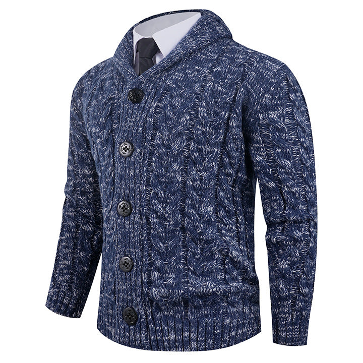 Gilet Homme Cable-Knit | Cardigan Tricoté à Zopfmuster avec Col Châle Élégant