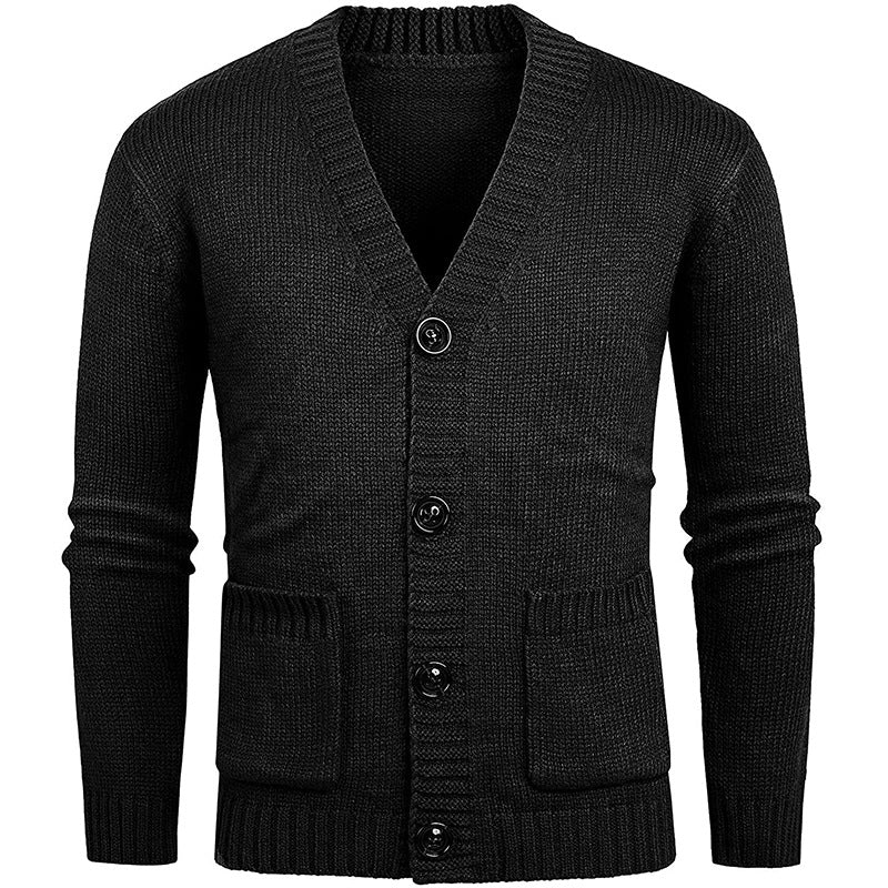 Men’s Chunky Knit Cardigan | Gilet Homme à Gros Tricot avec Col V Classique et Poches Pratiques