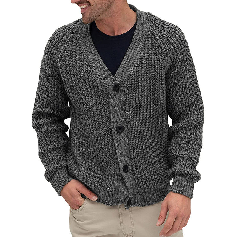 Men’s Chunky Knit Cardigan | Gilet Homme Tricot Gros Mailles avec Boutons Élégants