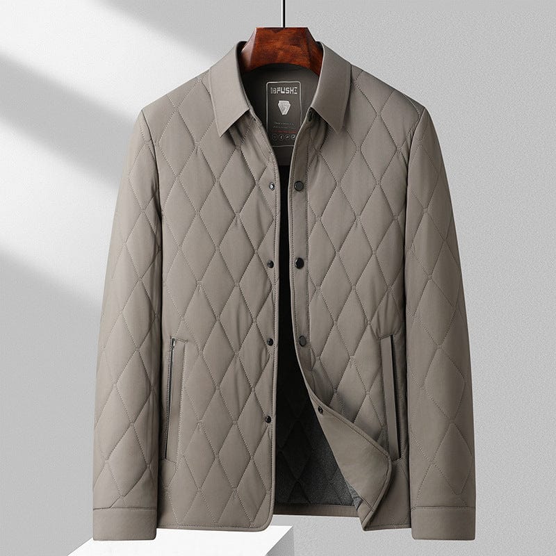 Holvar | Veste Homme Matelassée Légère, Col Revers, Motif Losanges, Fermeture Zip & Boutons, Coupe Ajustée