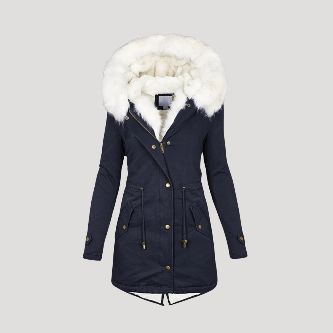 Thalina | Parka Femme Hiver avec Capuche en Fourrure et Ceinture | Style Chic et Confortable
