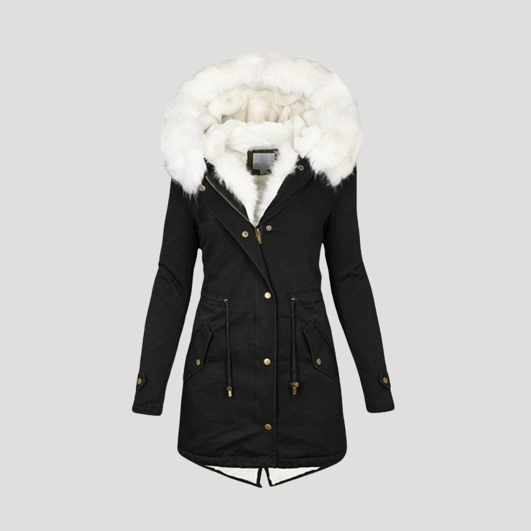 Thalina | Parka Femme Hiver avec Capuche en Fourrure et Ceinture | Style Chic et Confortable