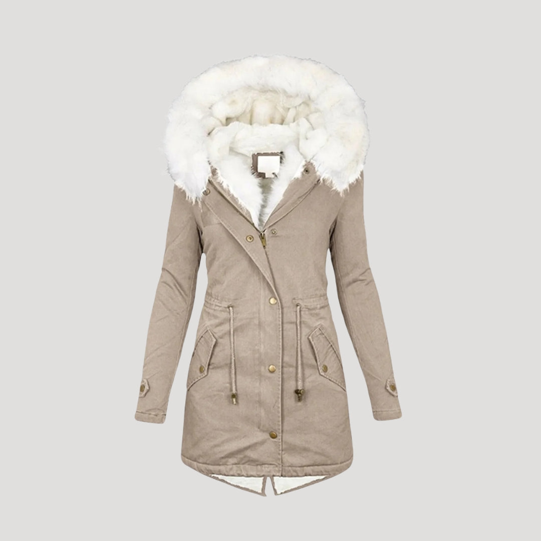 Thalina | Parka Femme Hiver avec Capuche en Fourrure et Ceinture | Style Chic et Confortable