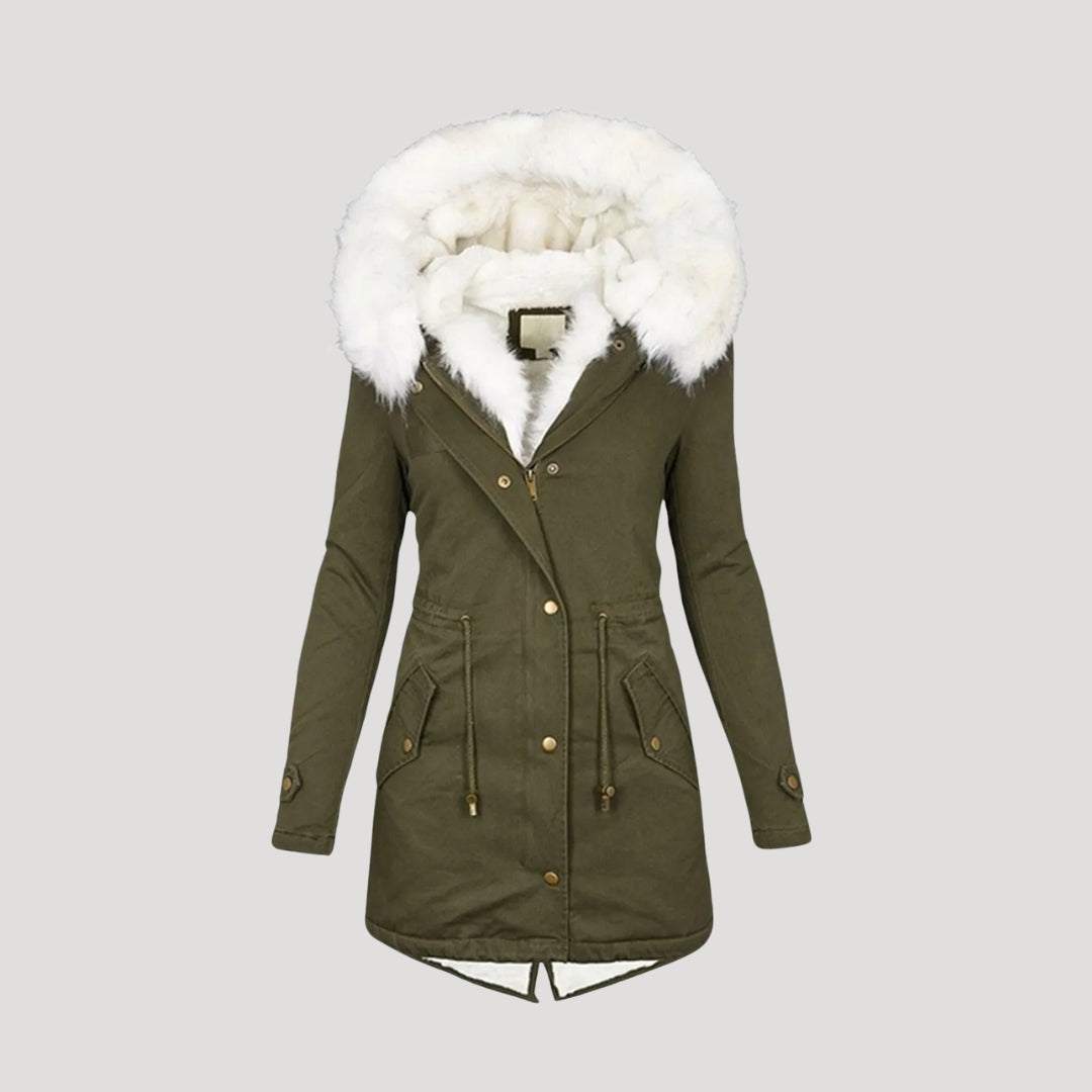 Thalina | Parka Femme Hiver avec Capuche en Fourrure et Ceinture | Style Chic et Confortable