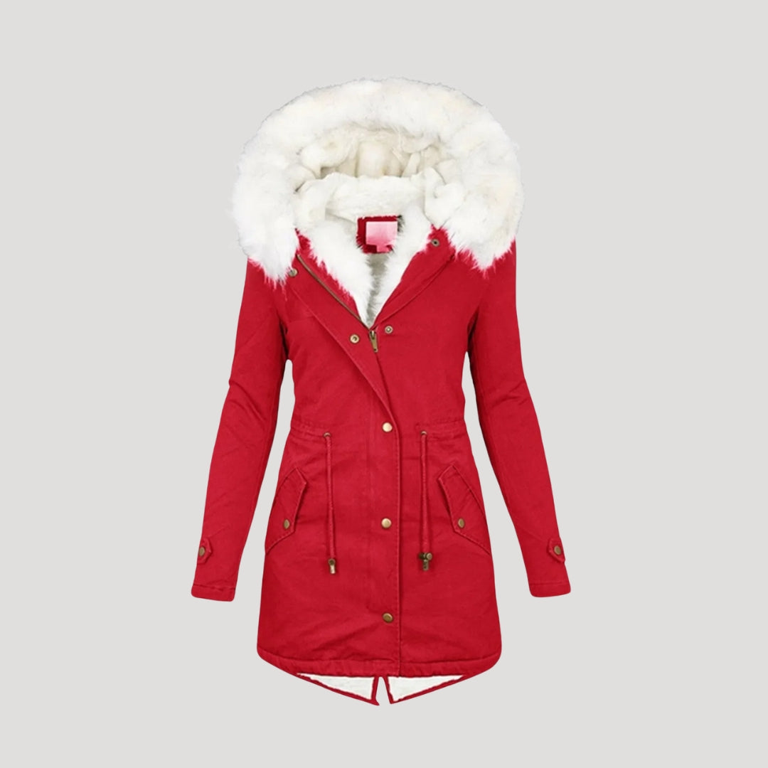 Thalina | Parka Femme Hiver avec Capuche en Fourrure et Ceinture | Style Chic et Confortable