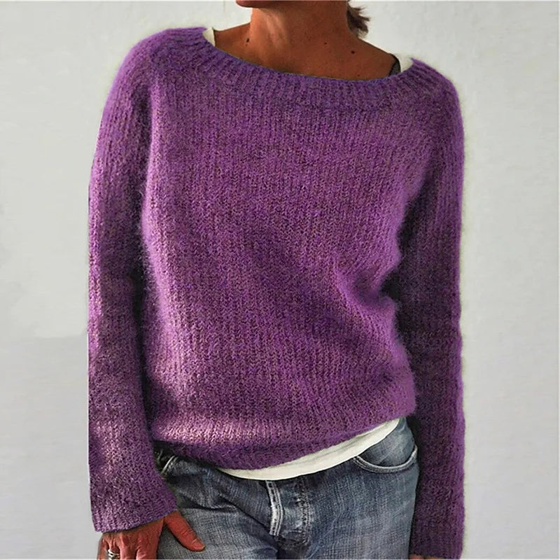 Pull Femme Col Rond | Tricot Chaud et Élégant pour l’Hiver