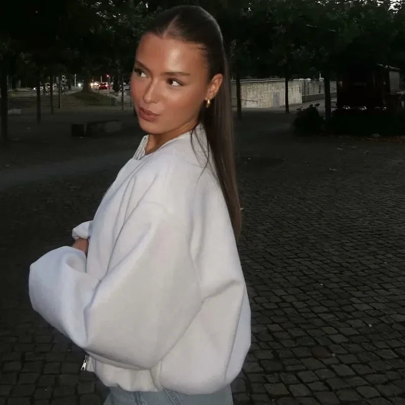 Océane | Veste Bomber Femme Courte à Manches Longues, Fermeture Éclair et Design Moderne