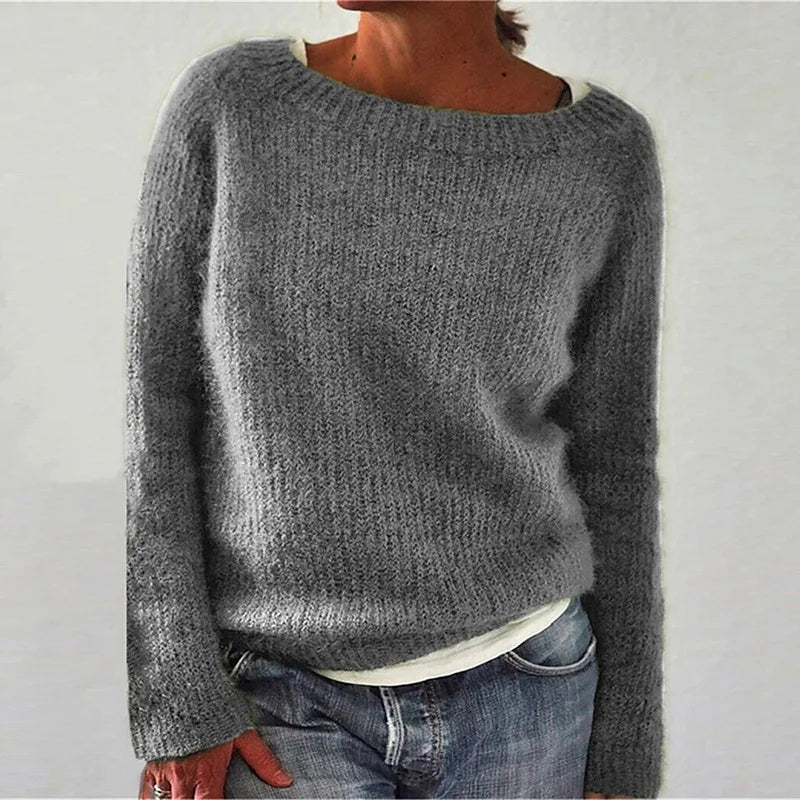 Pull Femme Col Rond | Tricot Chaud et Élégant pour l’Hiver