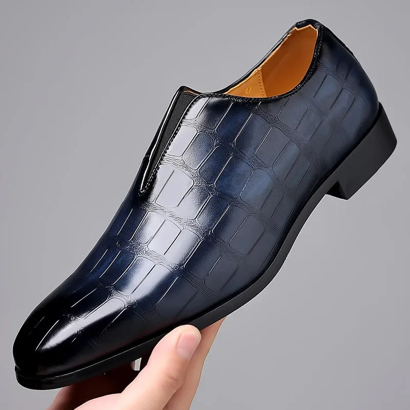 Denis | Chaussures Oxford Slip-On pour Homme en Cuir PU Premium avec Motif Pierre