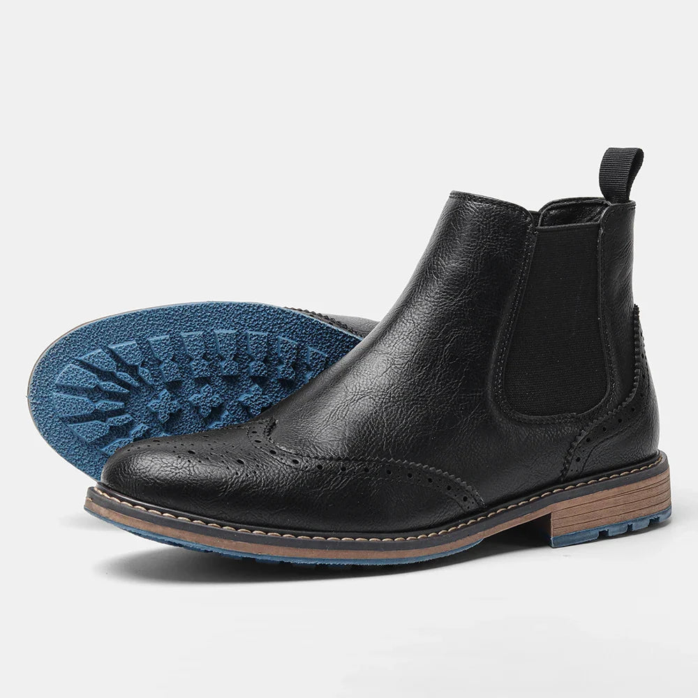 Osborne | Bottines Homme Chelsea Classiques Style Brogue à Élastiques Latéraux et Design Intemporel