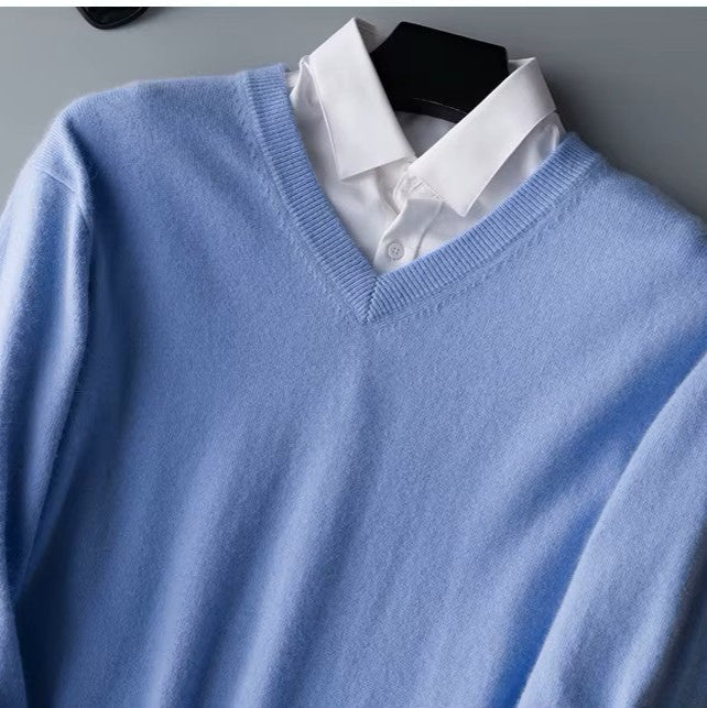 Pull Homme en Cachemire avec Col V – Luxueux, Confortable & Élégant