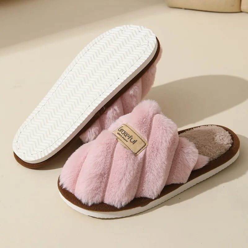 Monique | Chaussons Femme Ouverts en Peluche Douce avec Coussin Moelleux & Confort d’Intérieur