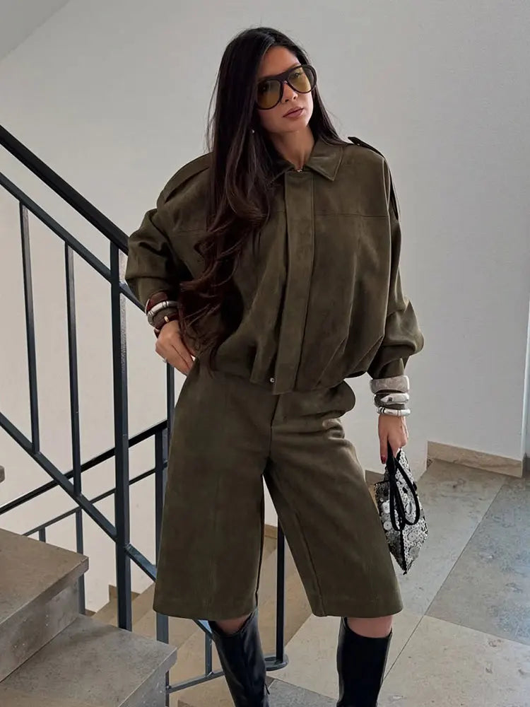 Sophie | Veste Femme Coupe Ample de Transition en Vert Élégant