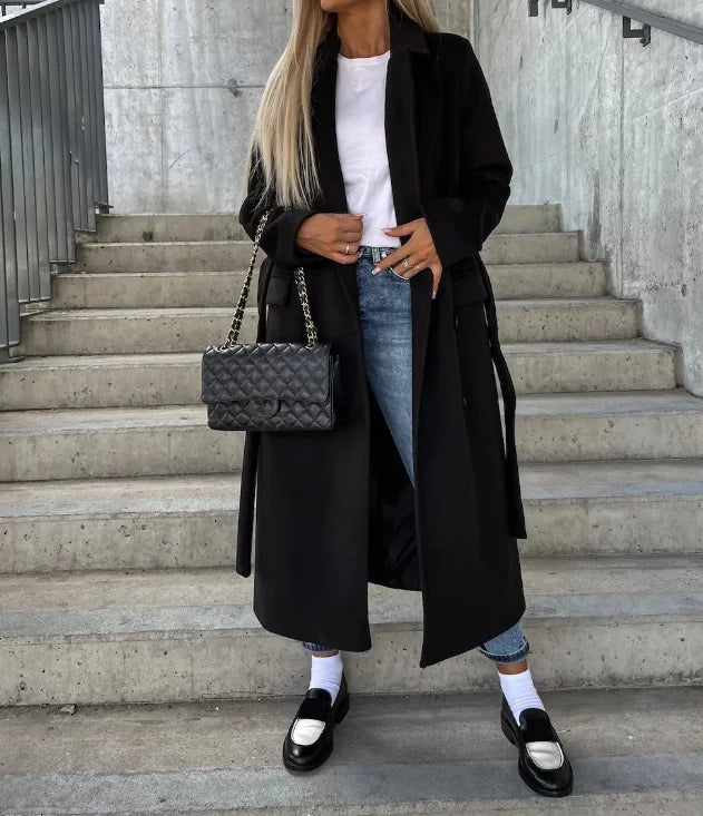 Manteau Femme Classique Cintré avec Ceinture – Élégant, Raffiné & Confortable