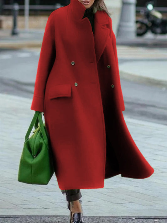 Célinor | Manteau long femme double boutonnage avec col classique