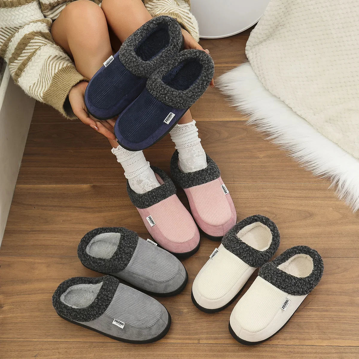 Bridgerton | Chaussons Unisexes Intérieur à Mémoire de Forme, Doublure Douce & Semelle Antidérapante