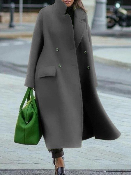 Célinor | Manteau long femme double boutonnage avec col classique