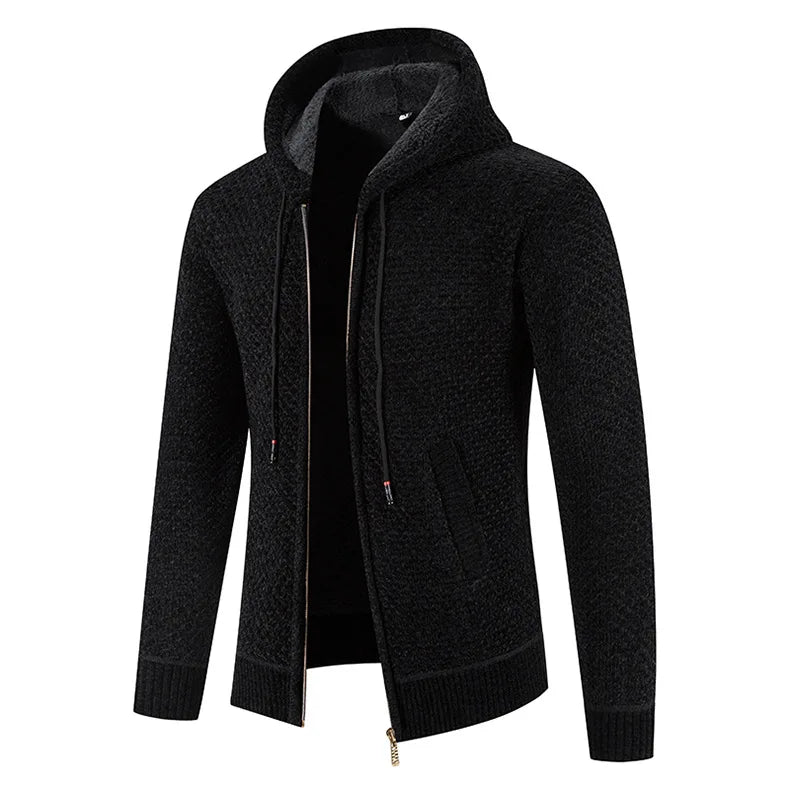 Albert | Gilet Zippé Homme à Capuche avec Doublure Chaude | Veste Hiver Texturée Confortable